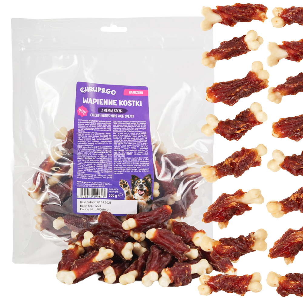 CHRUP&GO Wapienne Kostki z Piersią Kaczki 500g Przysmak dla Psów Dorosłych